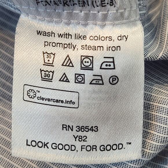 Unlisted by Kenneth Cole Button-down Dress Shirt, Slim Fit 15/15.5 Blue White - Picture 11 of 11